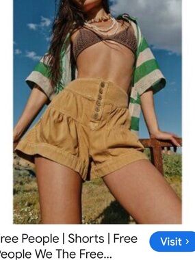 Free People We The Free Boho High Rise Button Front Shorts Tan S/P EUC